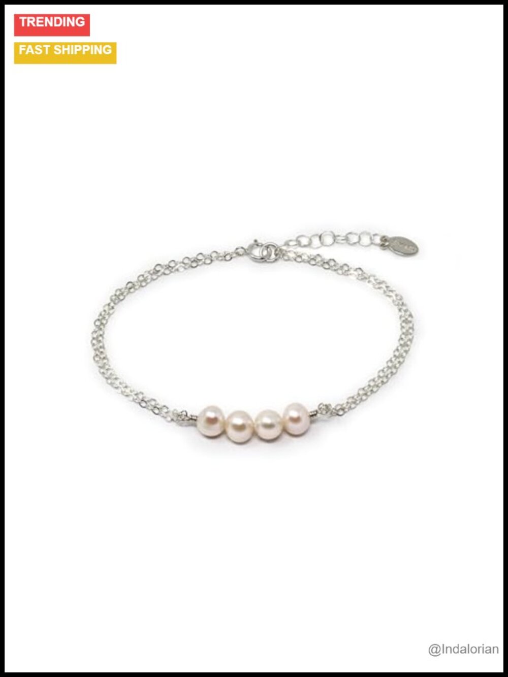Sterling Silver Pearl Birthday Bracelet Link Chain Gift for Women